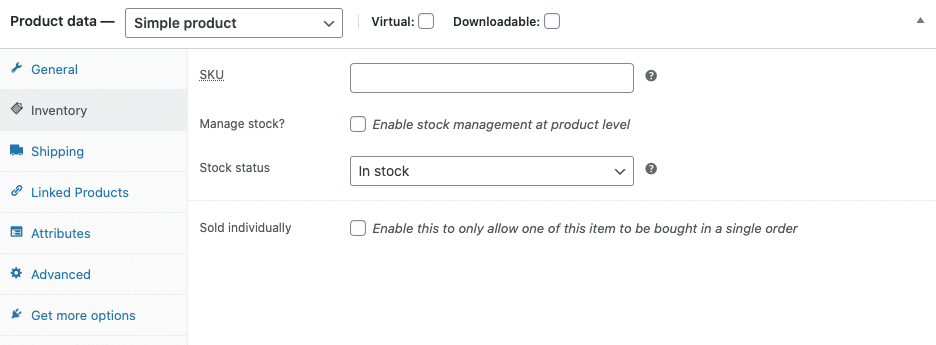 simple product inventory