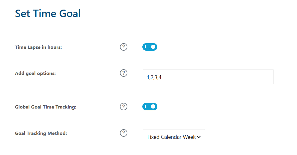 Image showing to set time goal.