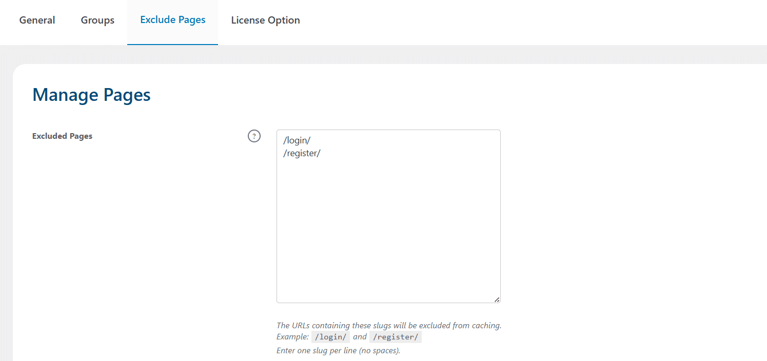 Image showing how to exclude and manage pages.