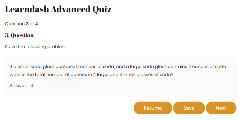 learndash quiz math arithmetic