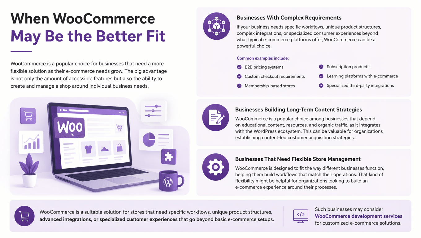Image showing when WooCommerce may be the better fit.