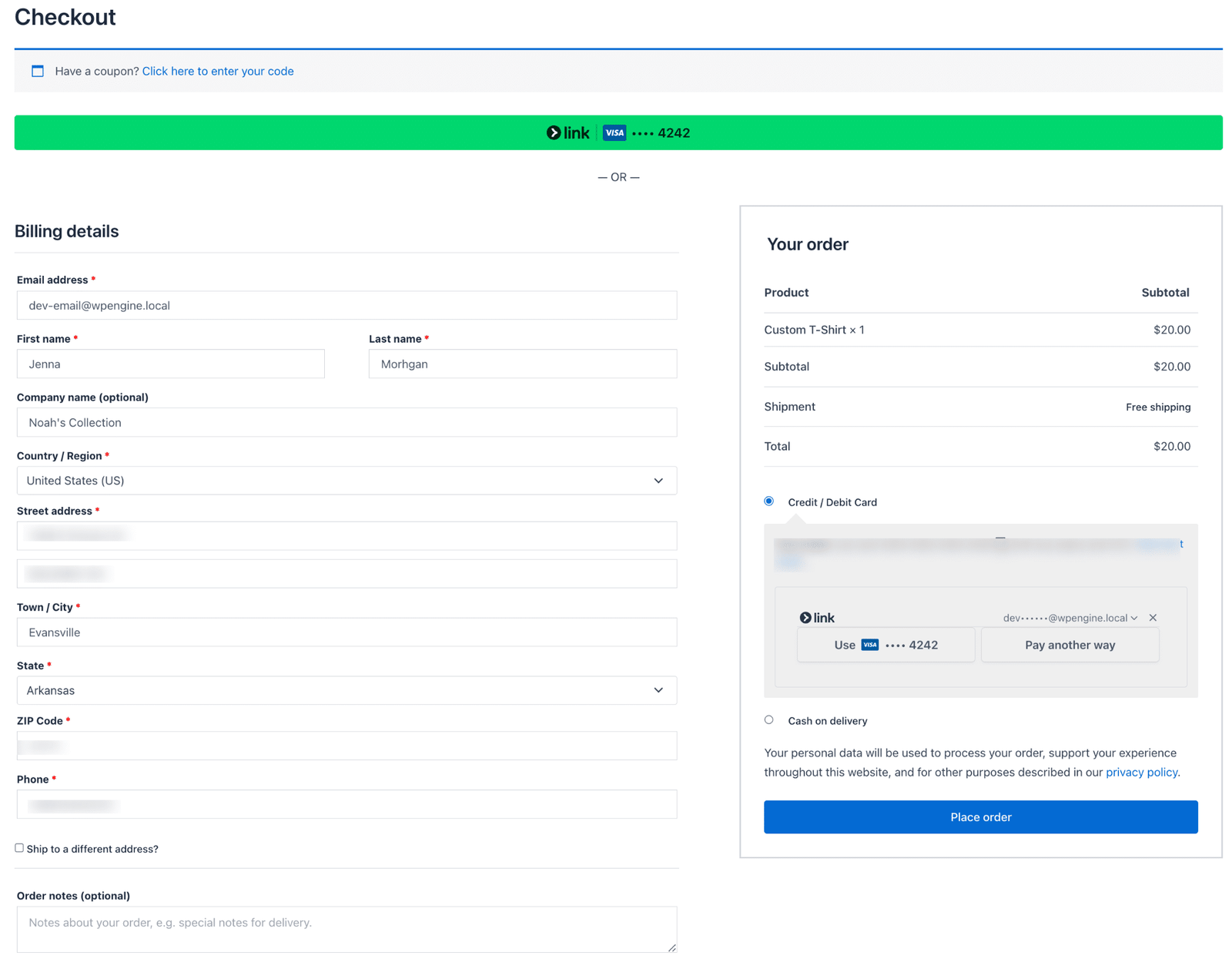 image showing checkout page.