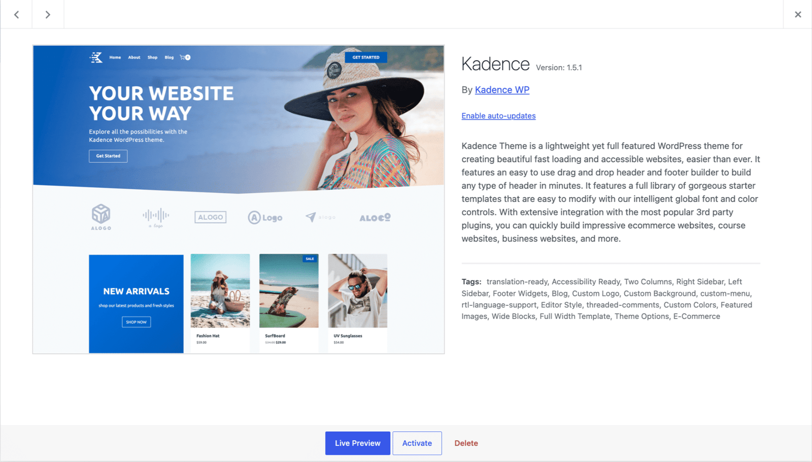 Image showing Kadence website. 