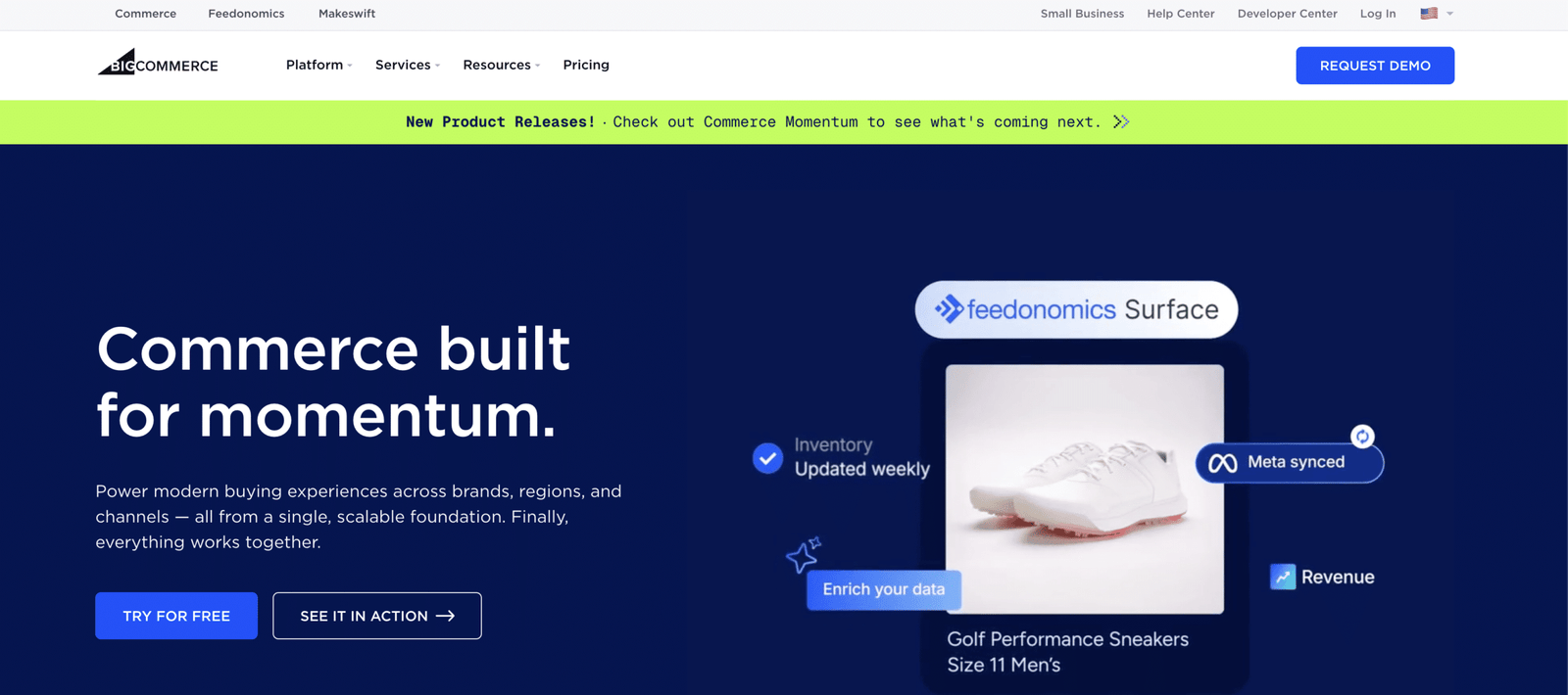 Image showing BigCommerce website. 