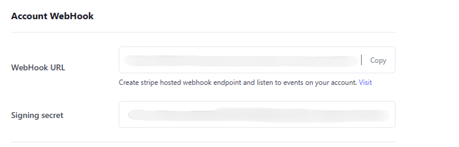 Image showing account WebHook in WordPress.