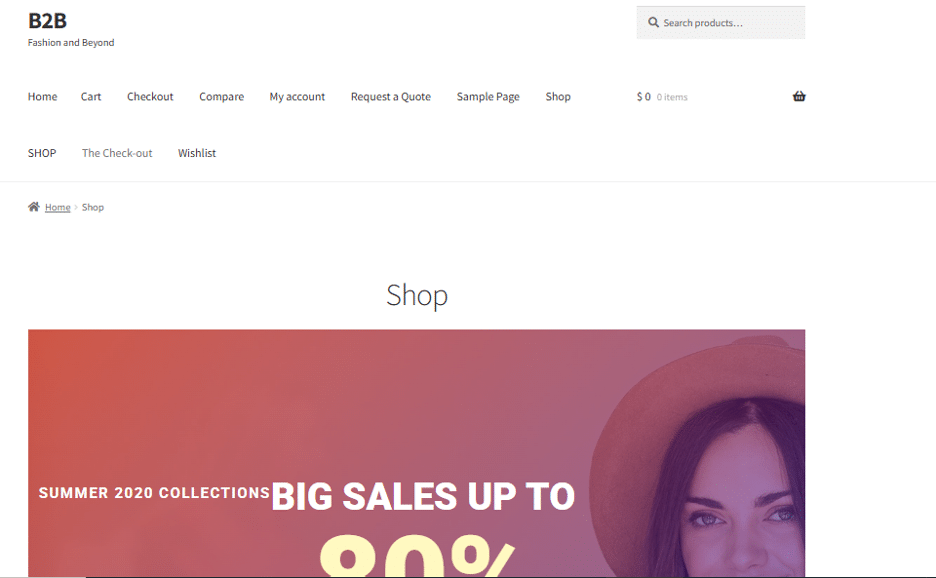 Image showing before implementation of woocommerce blocks.