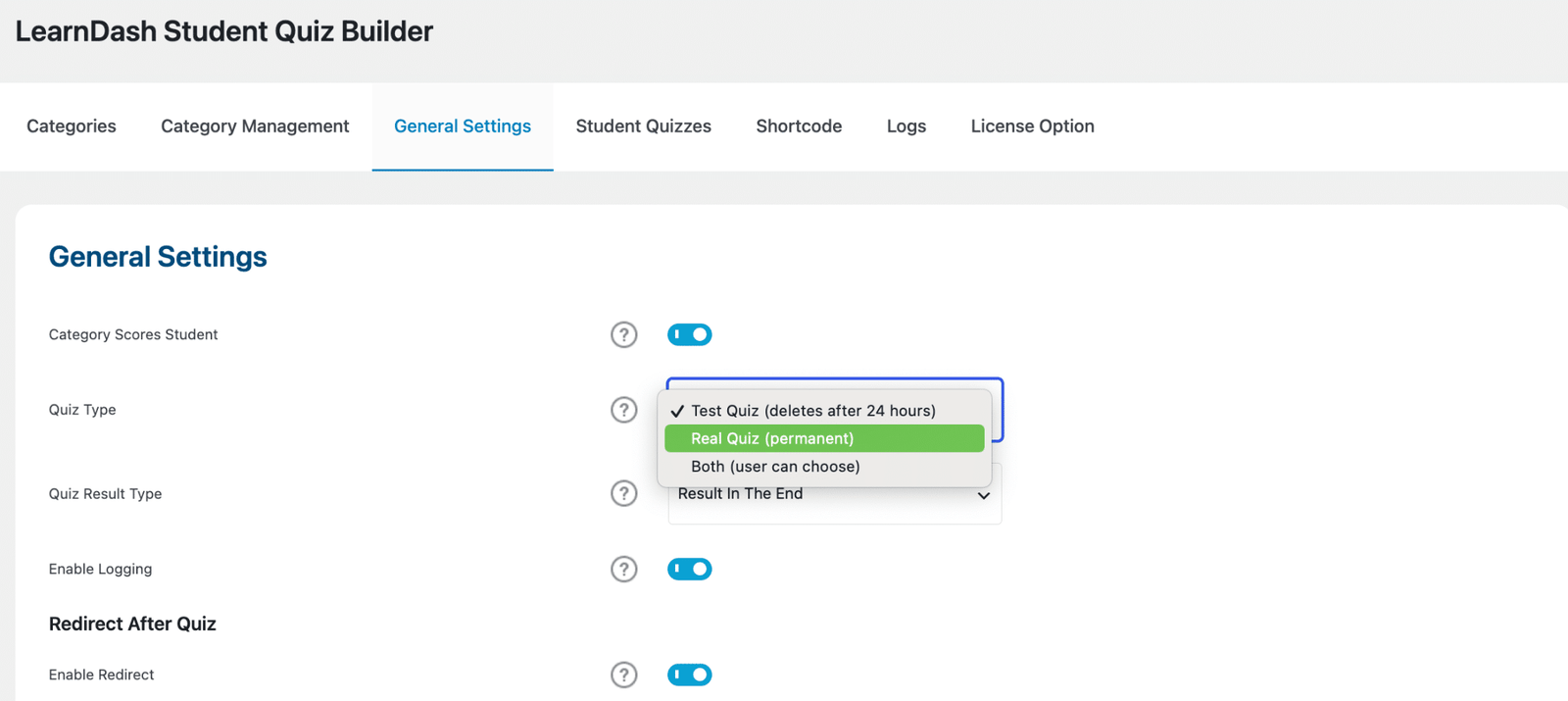 Image showing general settings. 