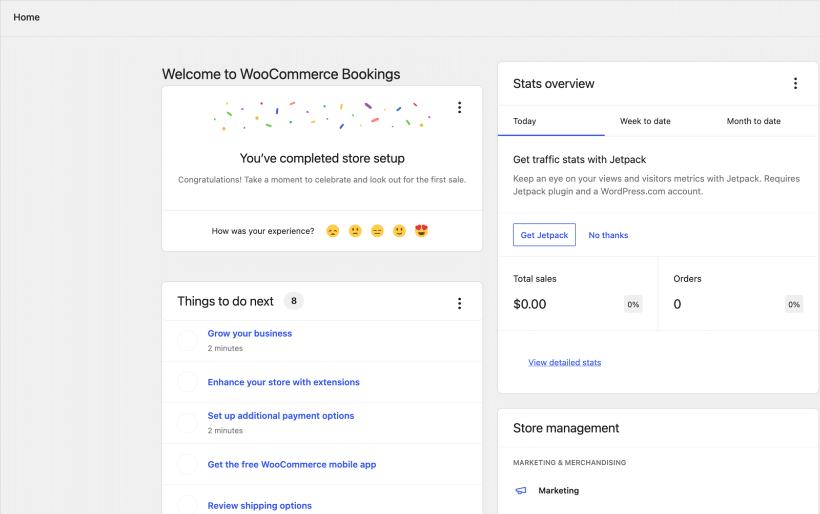 Image showing welcome to WooCommerce Bookings.