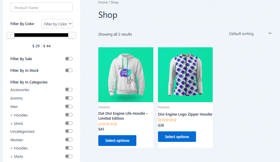 Image showing how to look for specific products in the WooCommerce store.