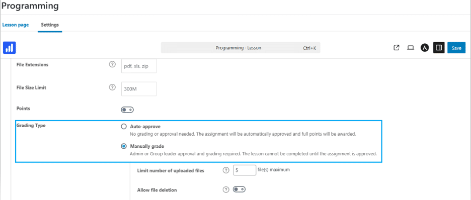 image showing Require approval before progression.