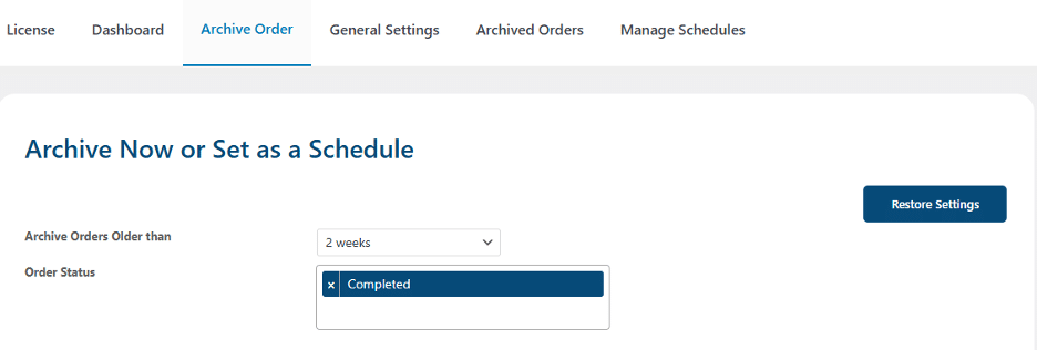 Image showing where you can archive now or set as a schedule on when you want to archive.