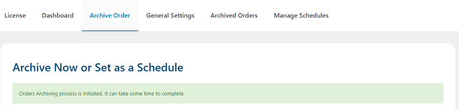 Image showing where you can archive now or set as a schedule on when you want to archive.