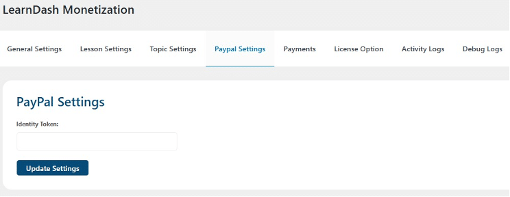Image showing LearnDash monetization PayPal settings.
