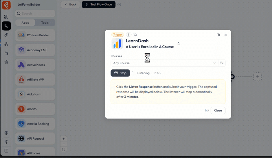 Image showing when a LearnDash user is enrolled in a course.