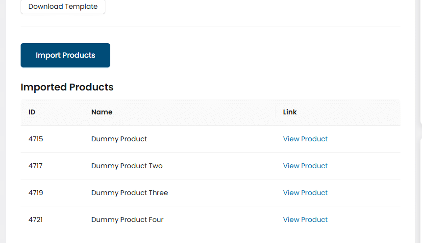 Image showing the imported products on your woocommerce store.
