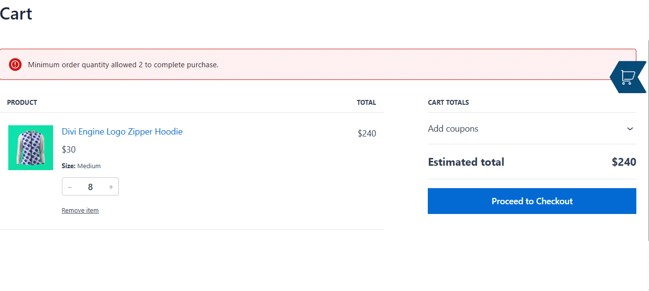 Image showing whats added in your cart.
