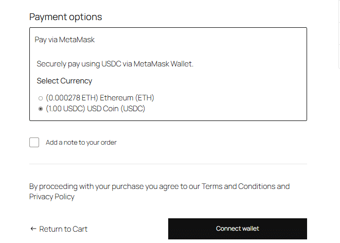 Image showing the available payment options in a WooCommerce store.