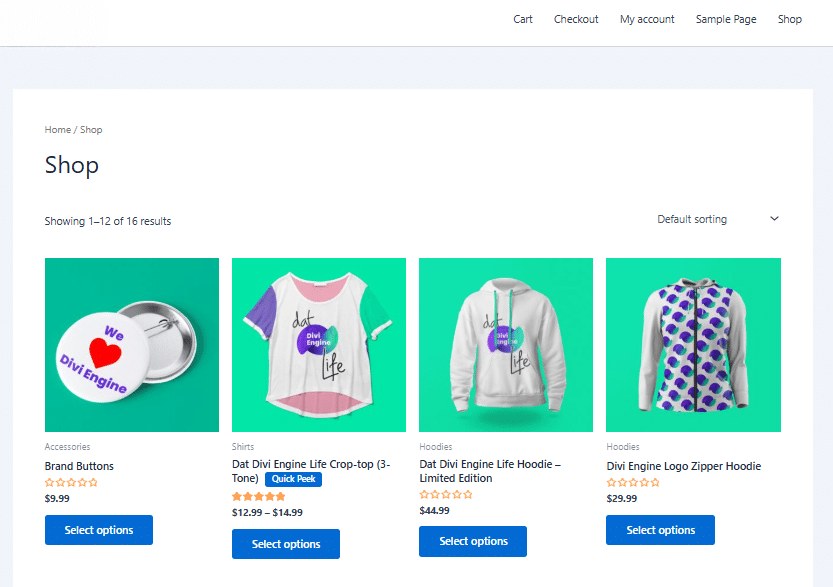 Image showing products available in an online store.