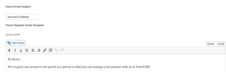 Image showing parent registration form. 