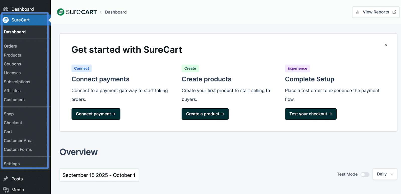Image showing how to get started with SureCart.