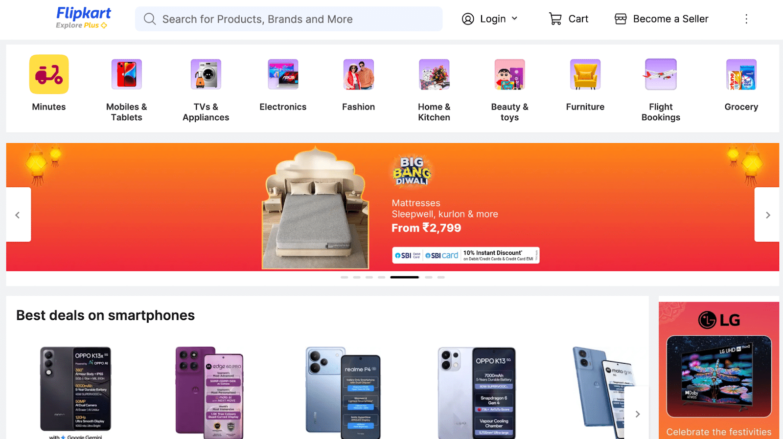 Image showing FlipKart e-commerce dashboard.