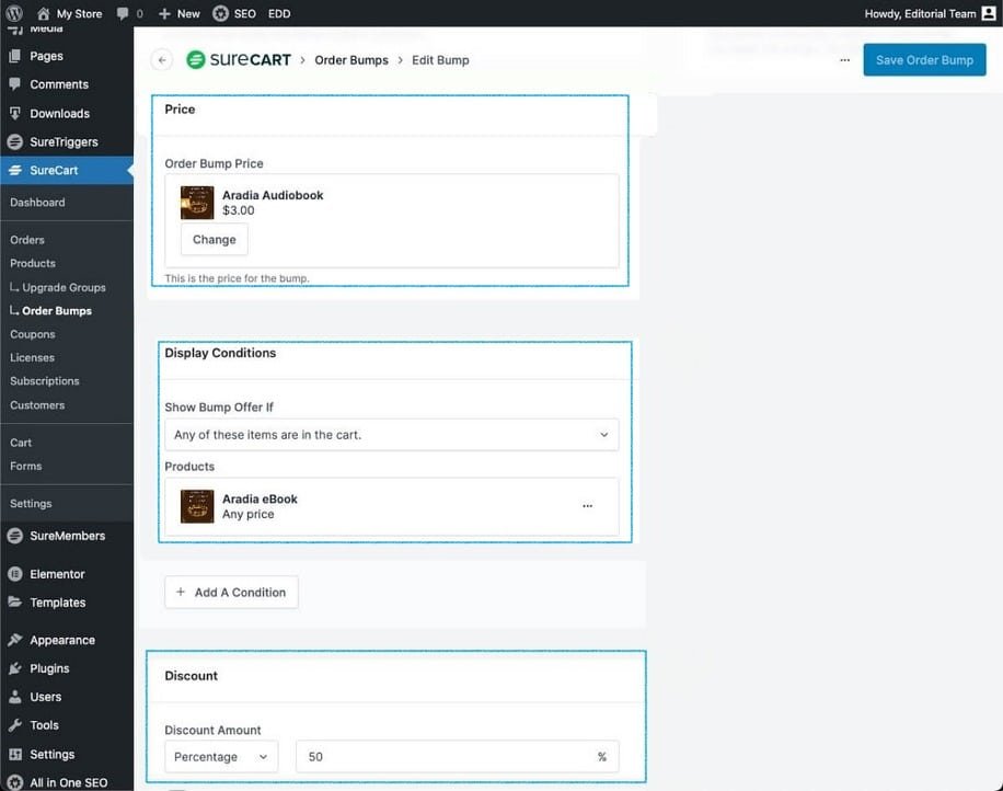 Image showing SureCart order bump.