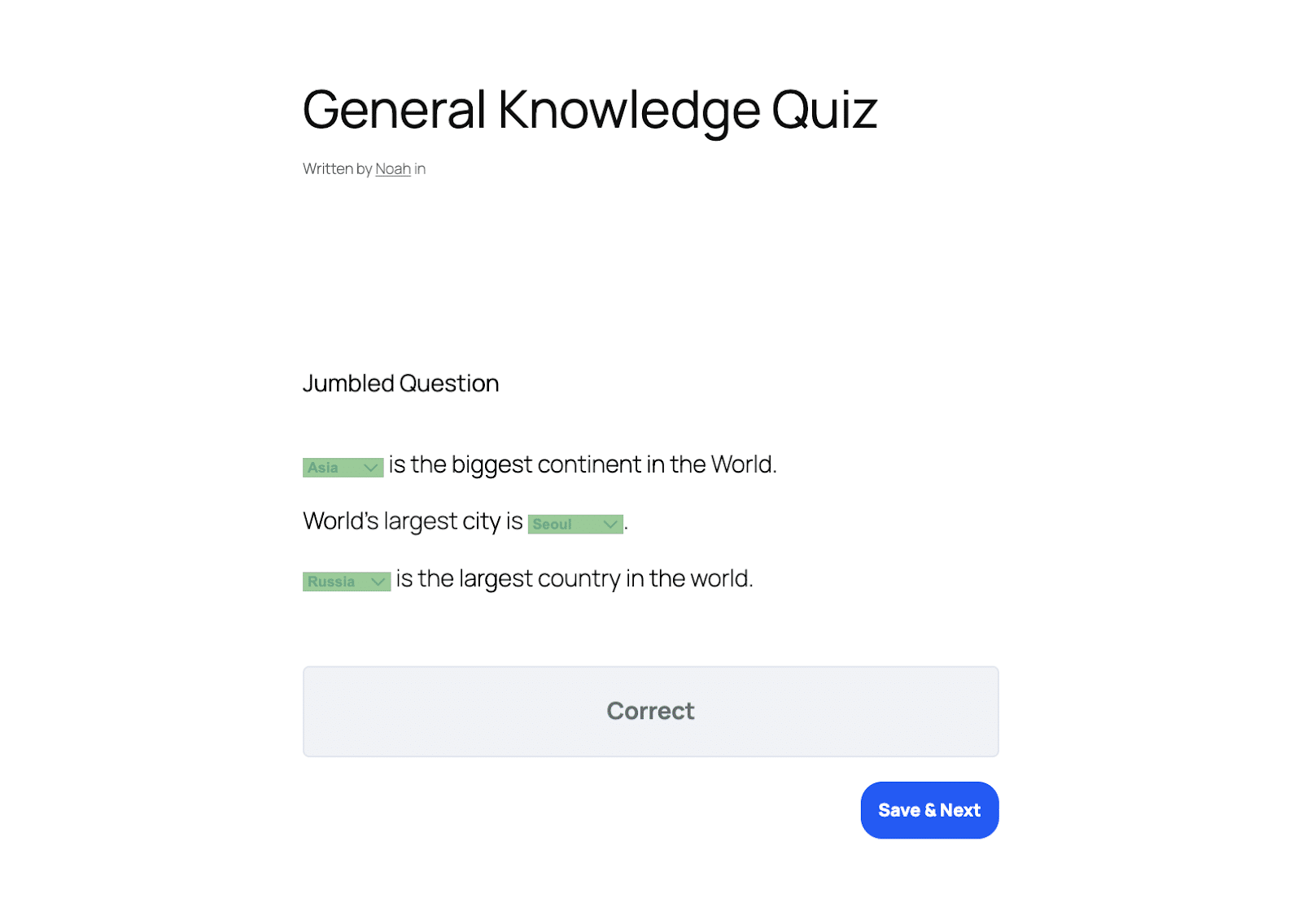 Image showing a general knowledge quiz. 