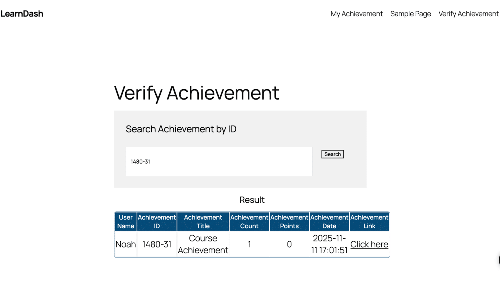 Image showing the search achievement by ID.