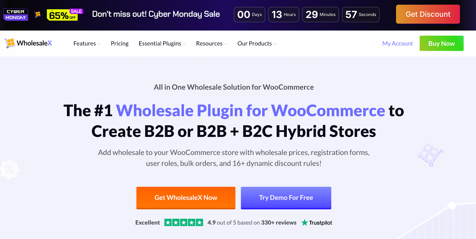 Image showing WholesaleX website dashboard.