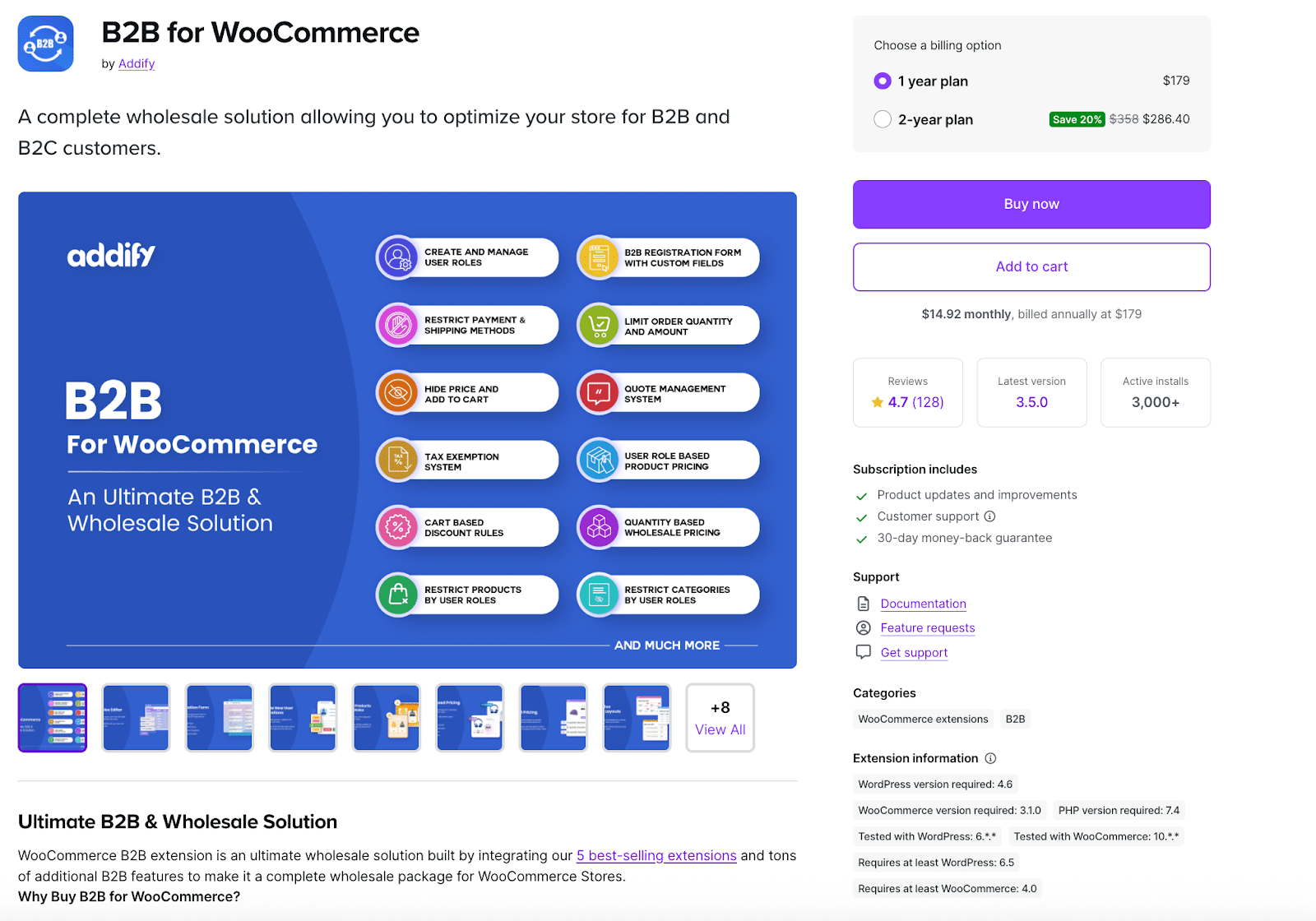 Image showing B2B for WooCommerce website dashboard.