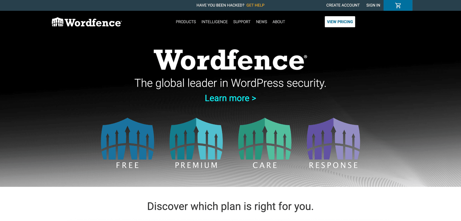 Image showing Wordfence Security Website front page.