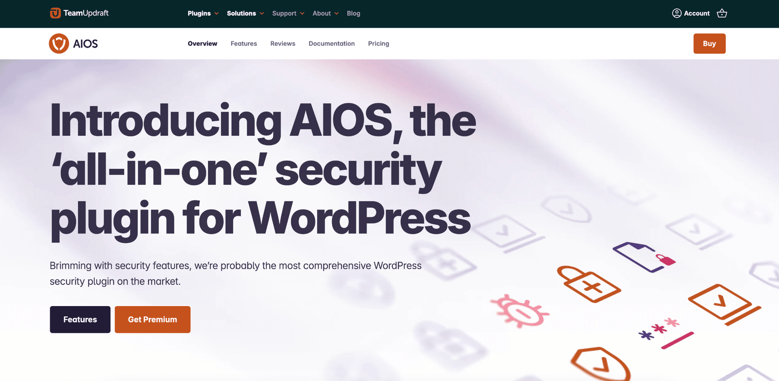 Image showing All-In-One WP Security & Firewall Website front page.