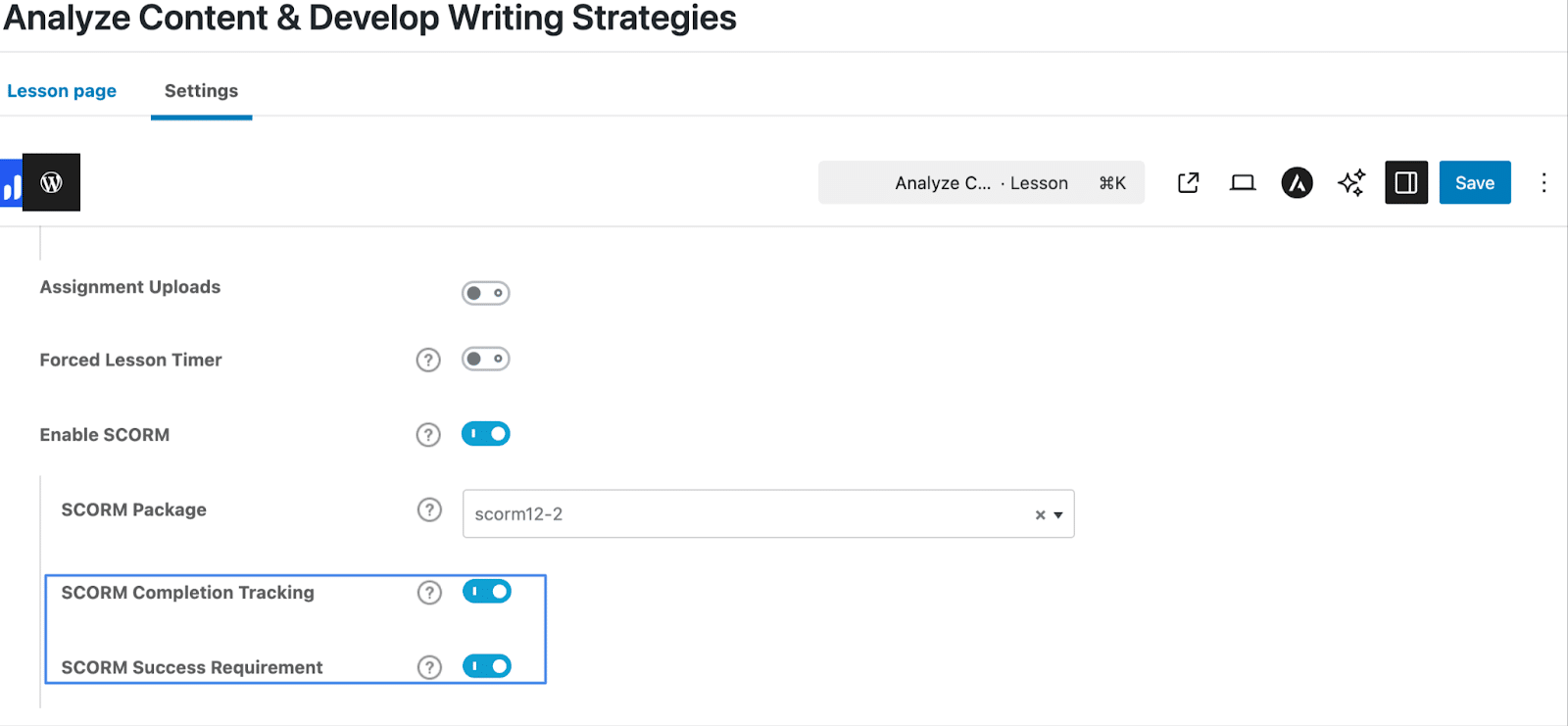 Image showing accurate completion tracking for the LearnDash eLearning Standards Integration Add-On.