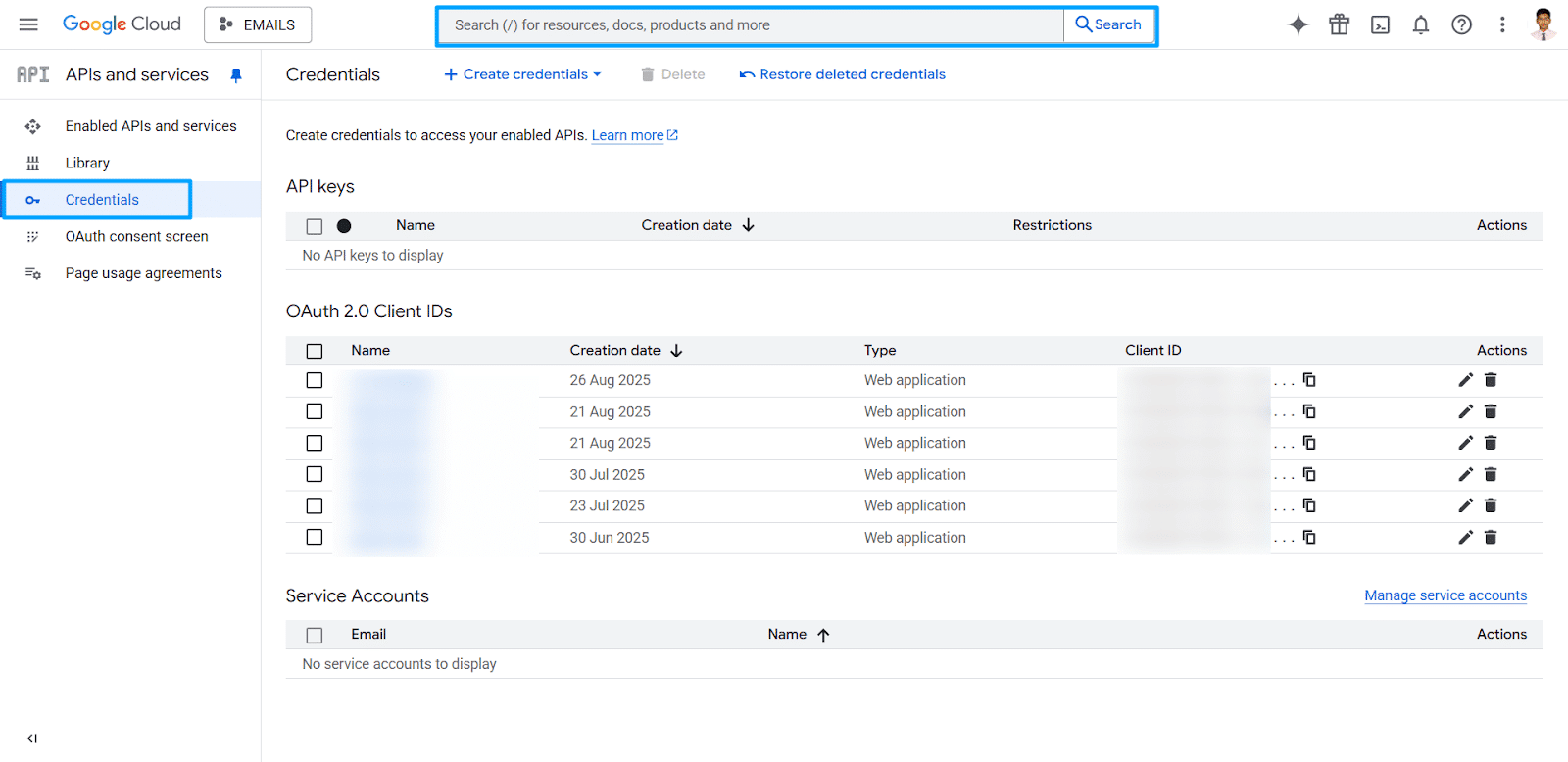 image23 Image showing google cloud credentials.
