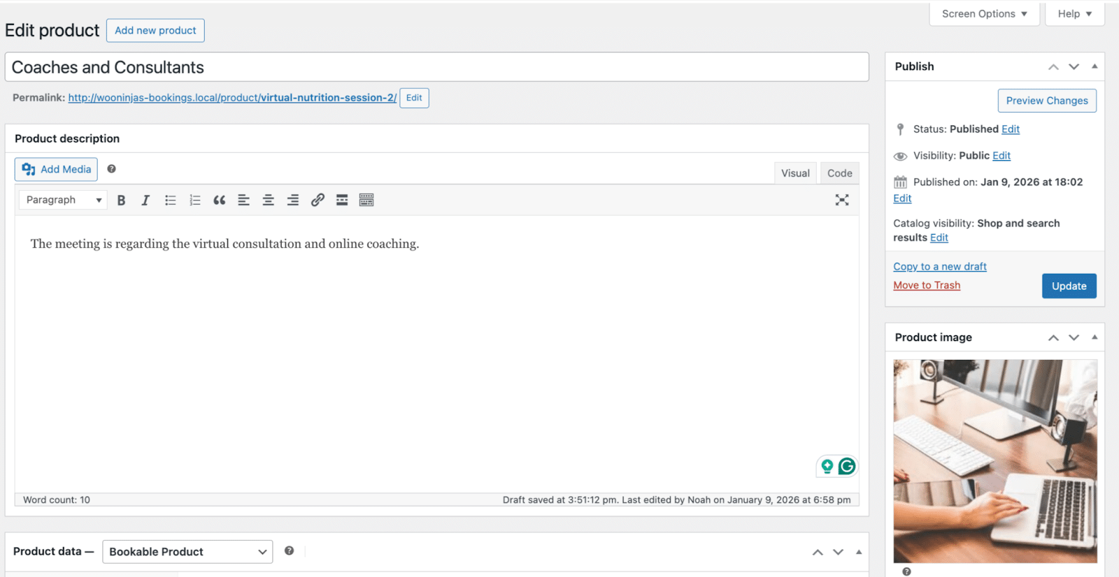 Image showing edit product coaches and Consultation Services.