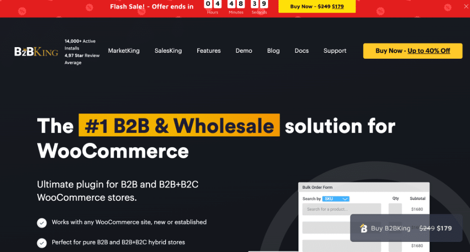 Image showing B2BKing website home page.