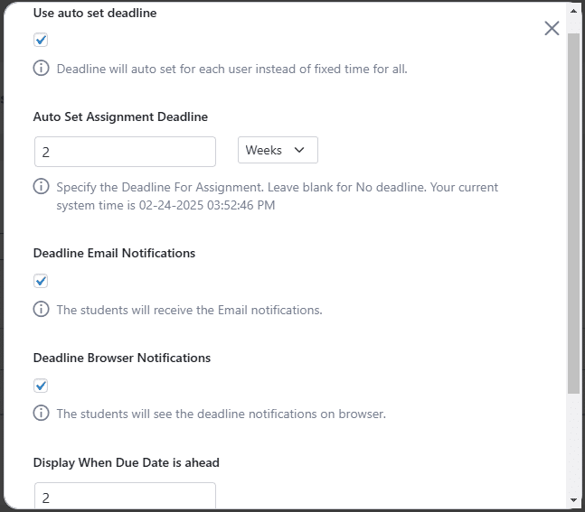 Image showing how to use automatically set deadlines. 