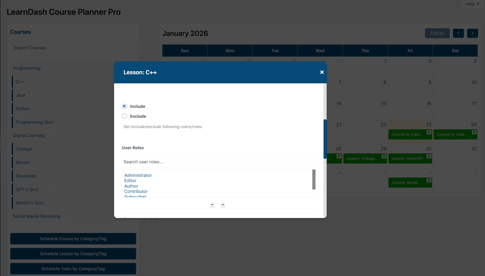 Image showing advance targeting and personalization in your LearnDash Course Planner Pro.
