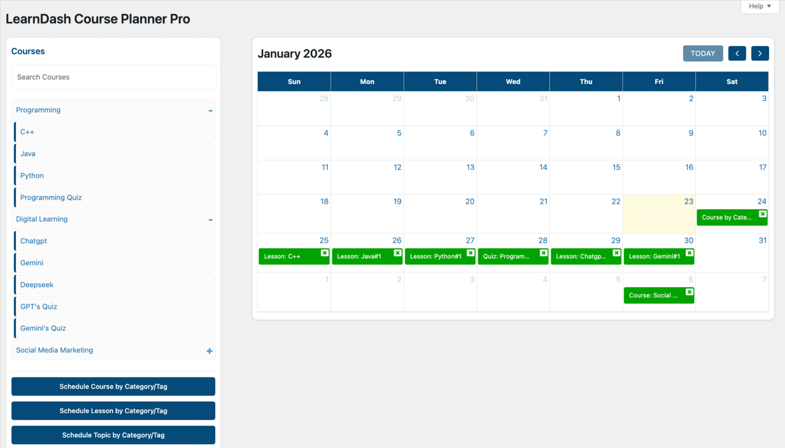 Image showing LearnDash course planner pro.