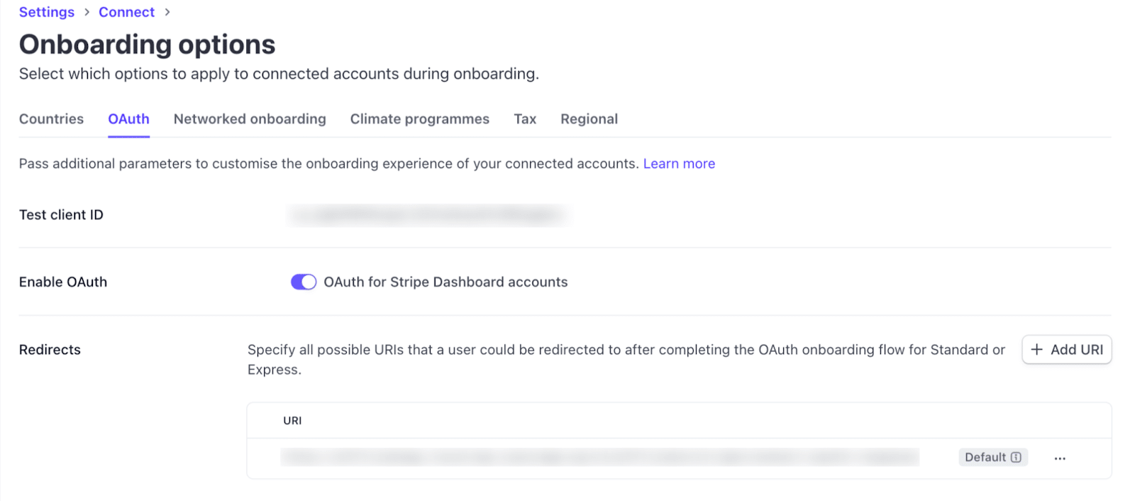 Image showing onboarding options for OAuth.