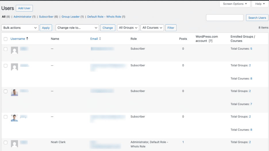 Image showing total user list.