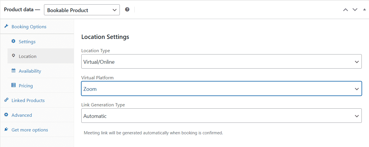 Image showing location setting with zoom integrations. 