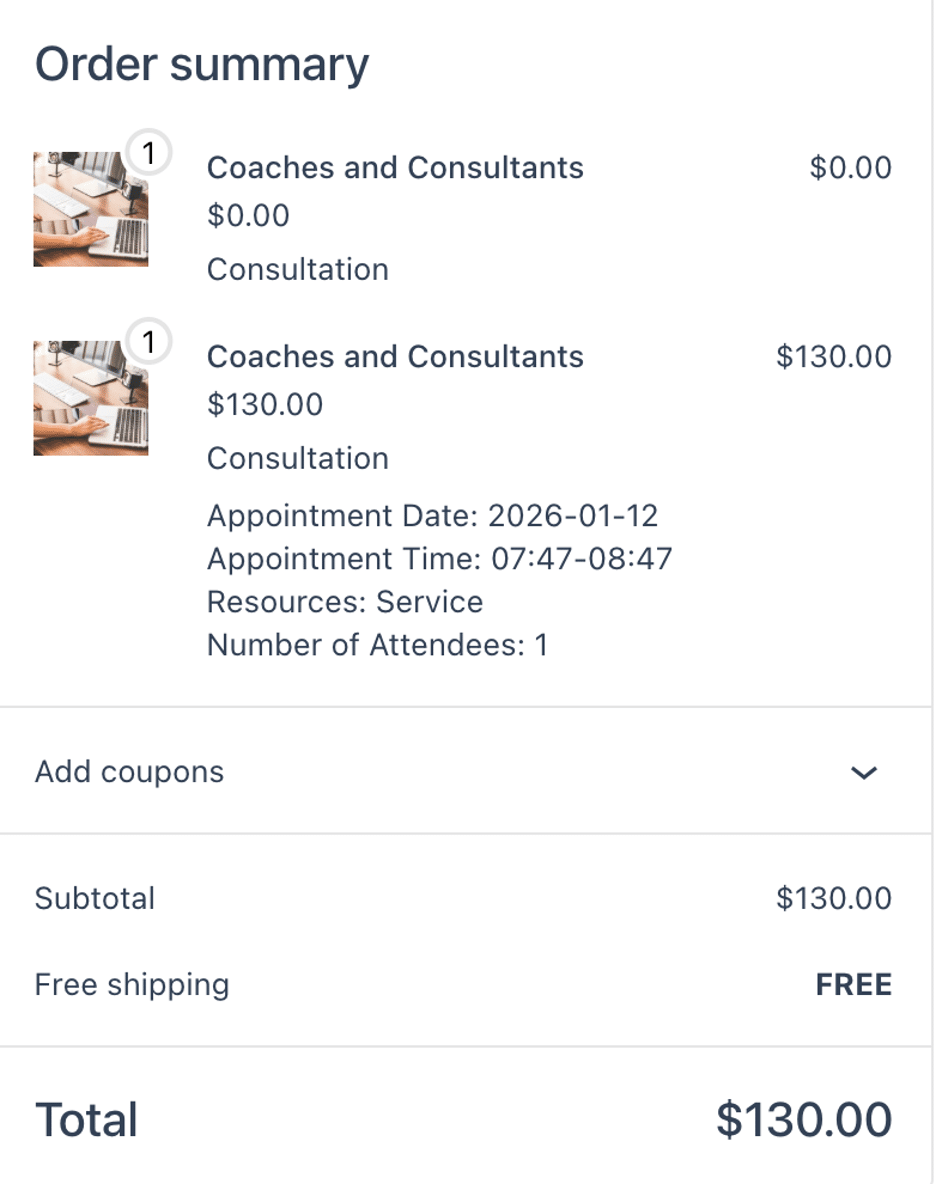 Image showing order summary of the order placed. 