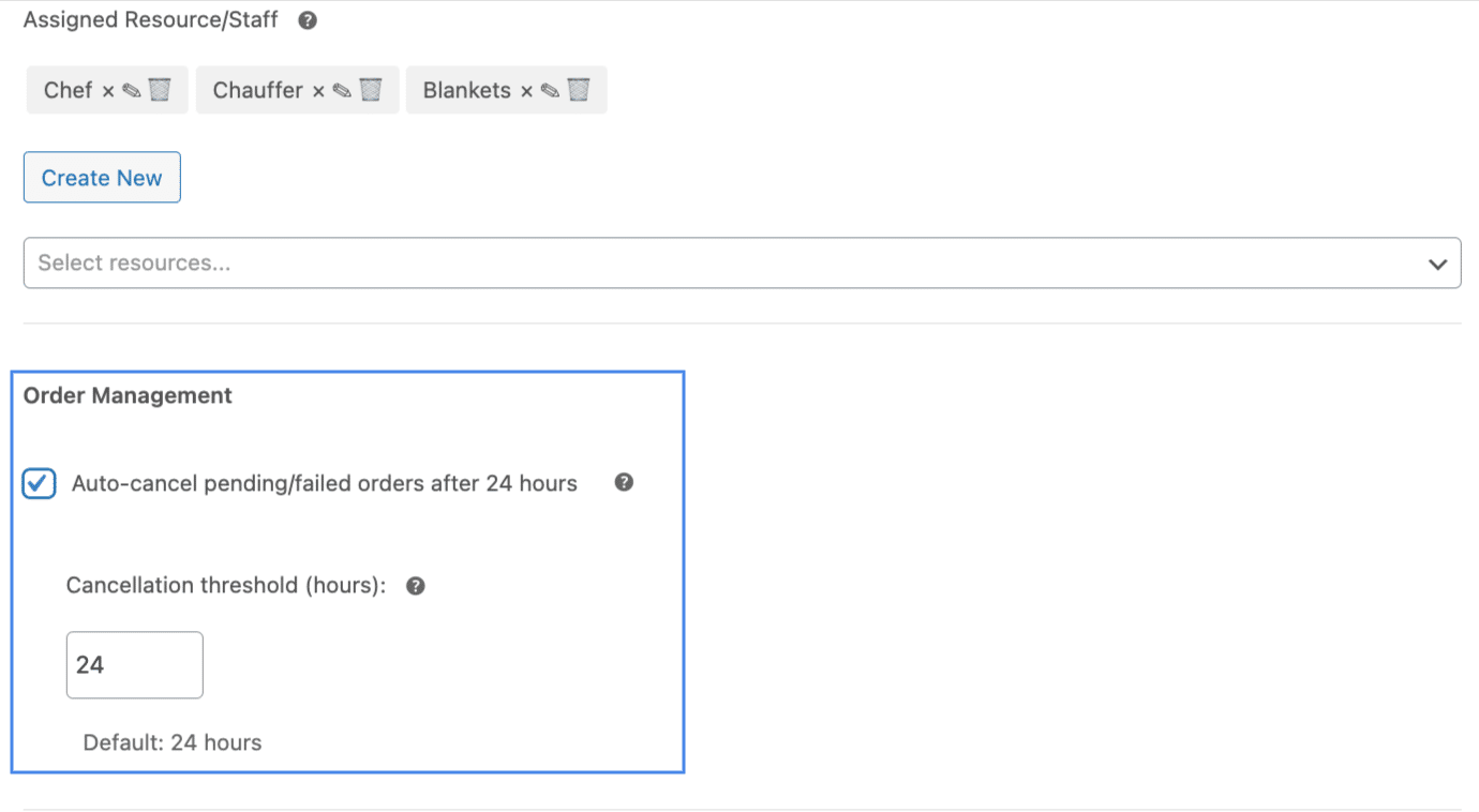 Image showing how to enable auto cancellation of abandoned bookings.