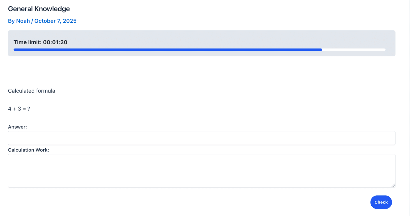 Image showing a questions with space for the answer and calculation work.