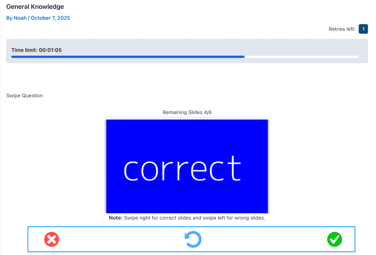Image showing time limit remaining slides.