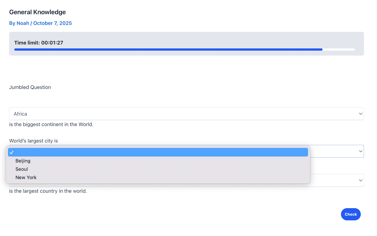 Image showing general knowledge jumbled question.