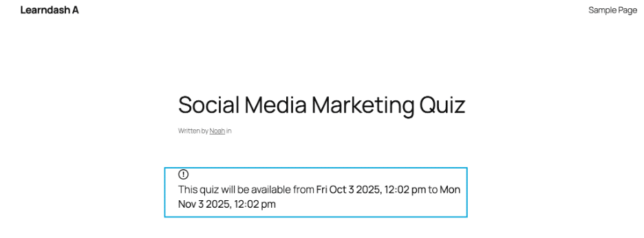 Image showing showing when this quiz will be avaialble.
