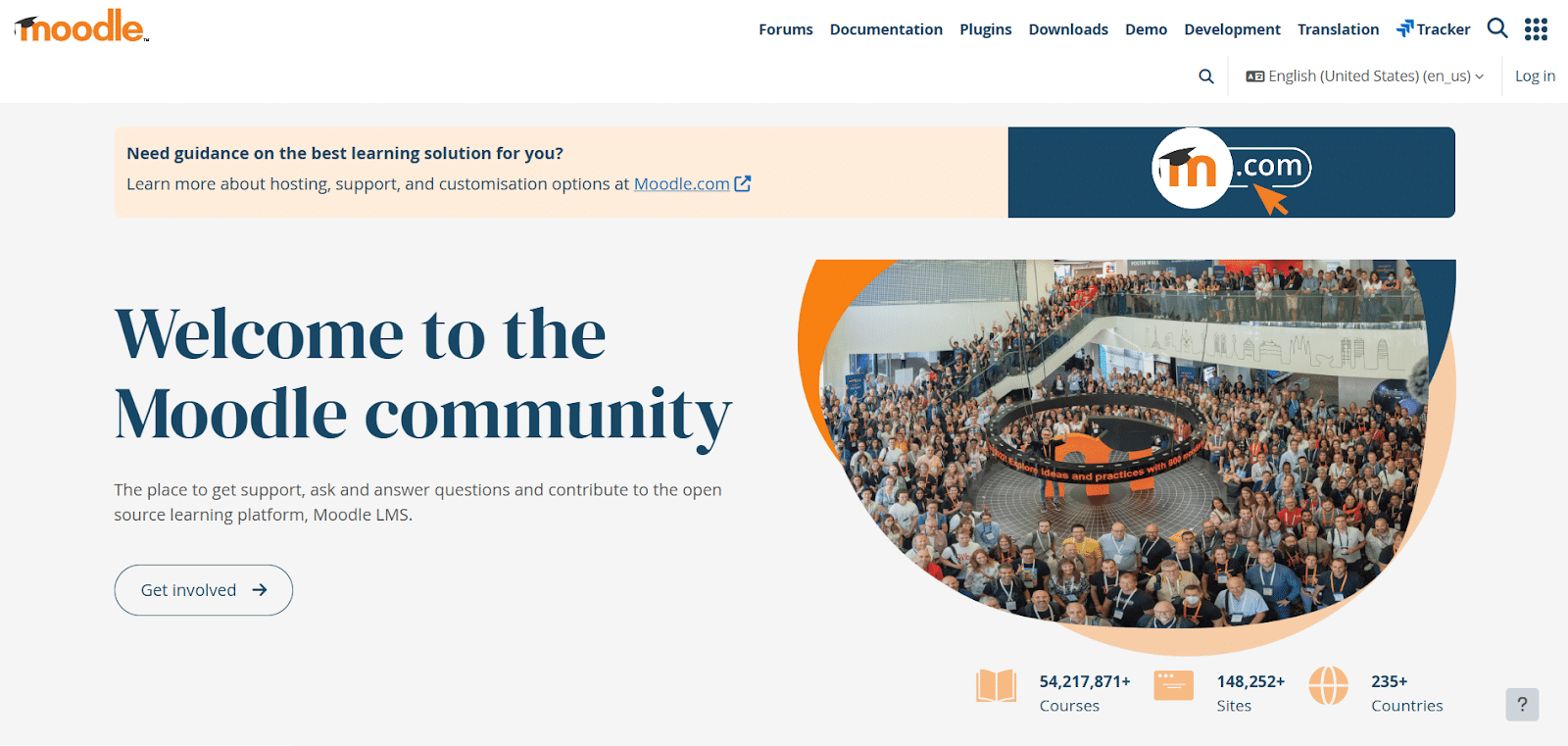 Image showing Moodle website home page.