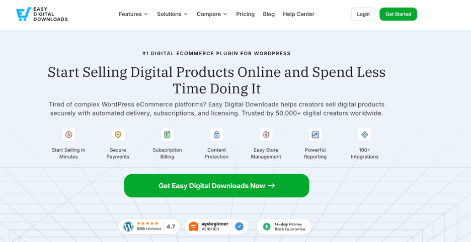 Image showing Easy digital downloads website home page. 